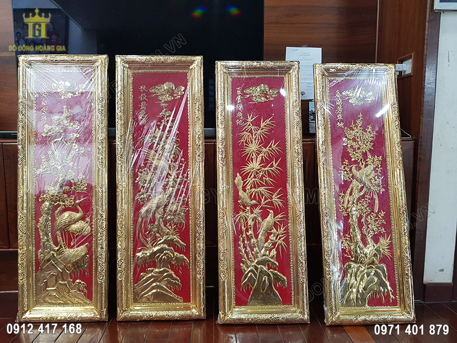 Treo tranh tứ qu&yacute; đồng v&agrave;ng nền đỏ thế n&agrave;o để đ&oacute;n lộc v&agrave;o nh&agrave;?